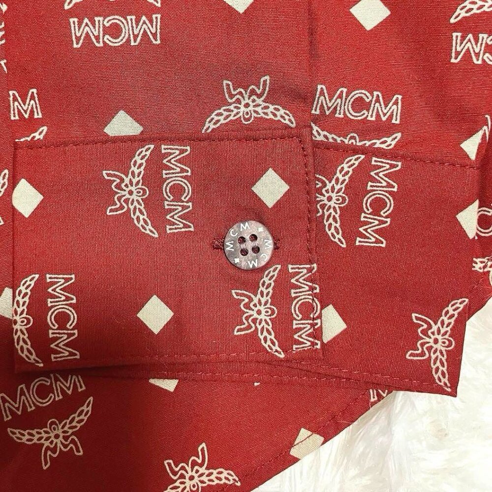 Mcm Red Monogram Button Down Long Sleeve Shirt - image 5